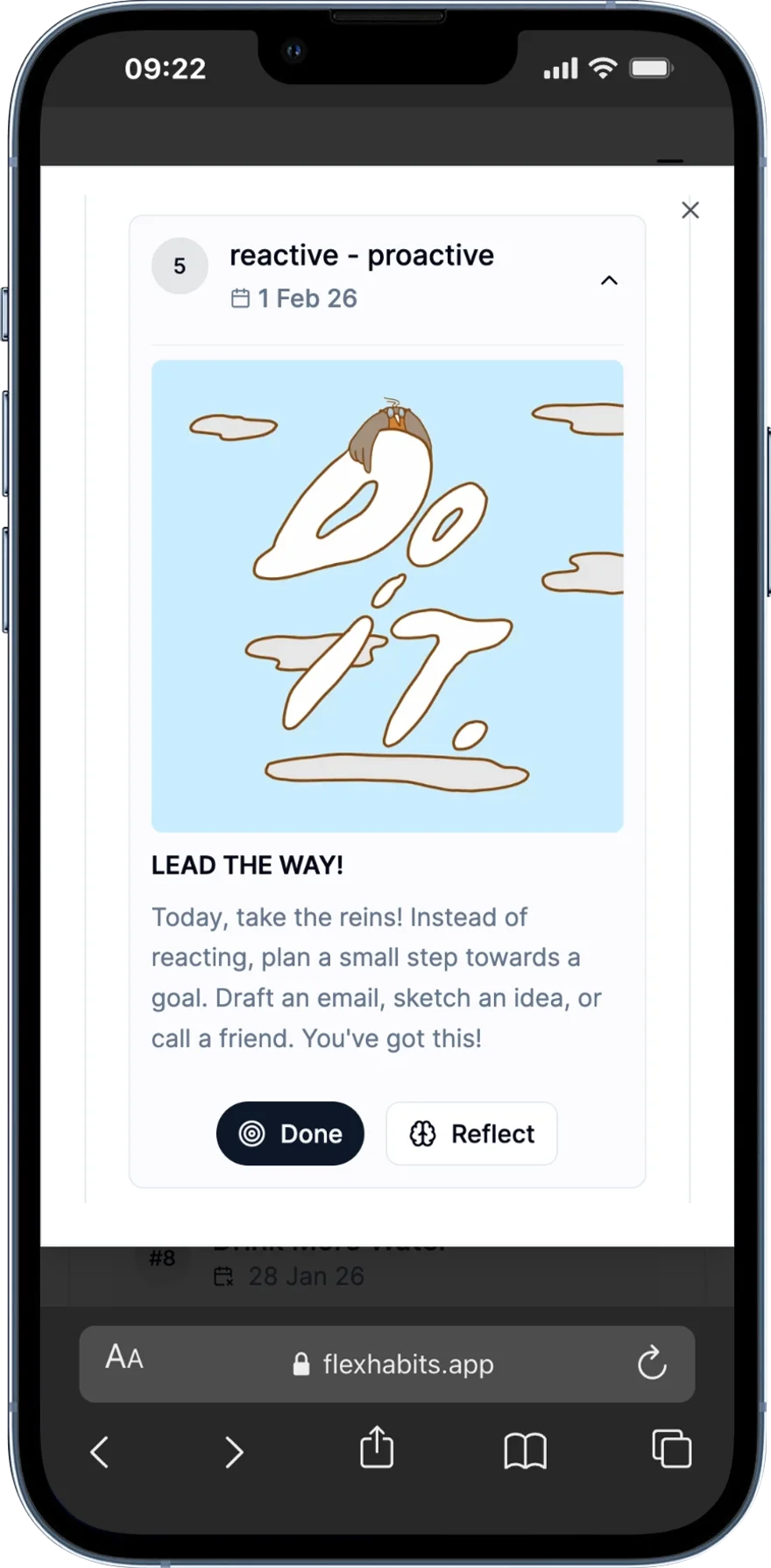 App for professional development and behavioral agility.