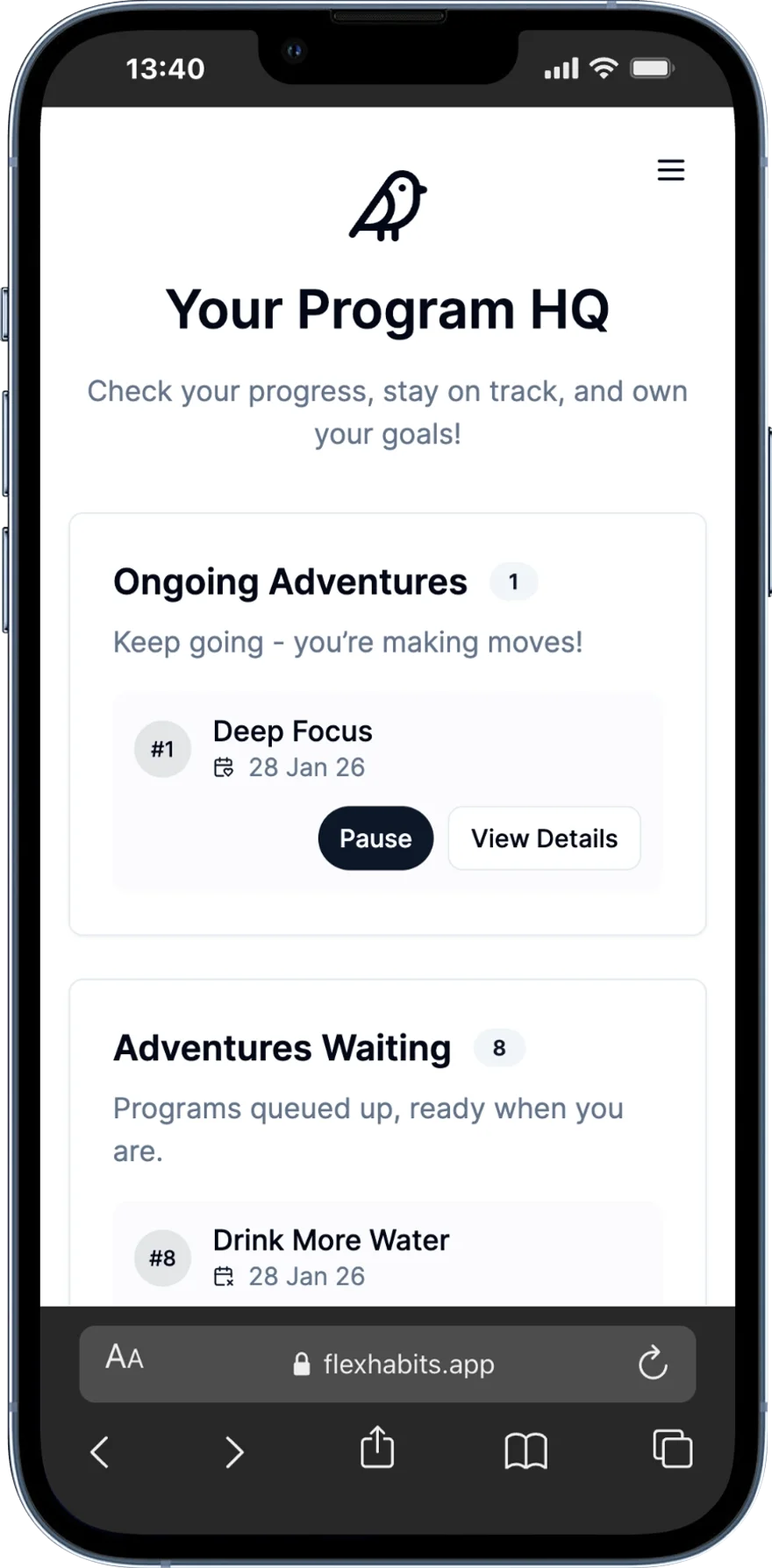 App for professional development and behavioral agility.